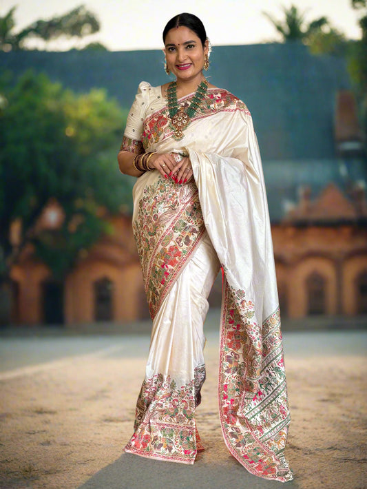 Kashmiri Pashmina Saree (Elephants Border)