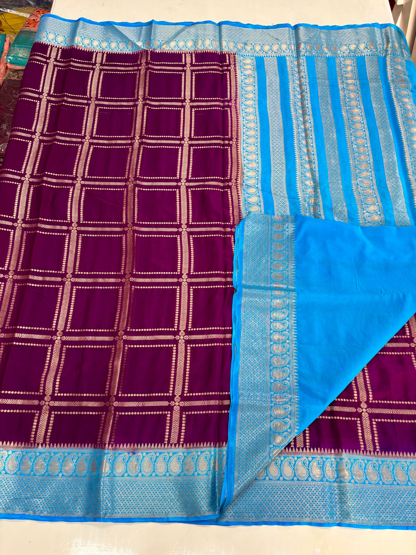 Semi Mysore Crepe (Premium, Rich Checks and Grand Chit Pallu)
