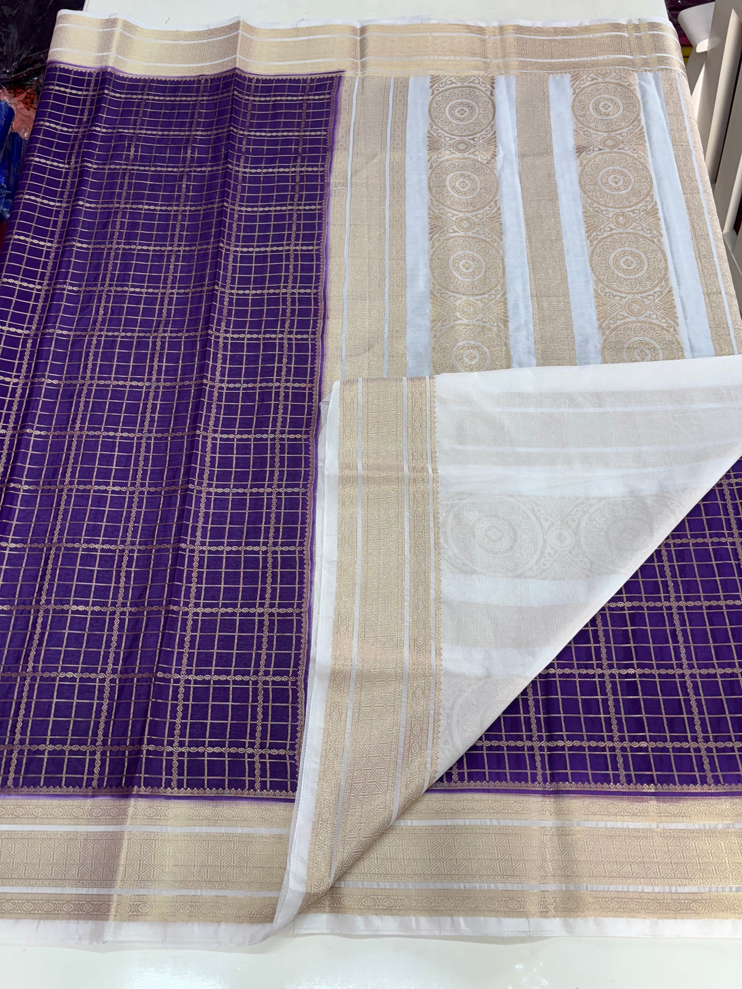 Semi Mysore Crepe (Super Premium, Rich Checks and Grand Chit Pallu)