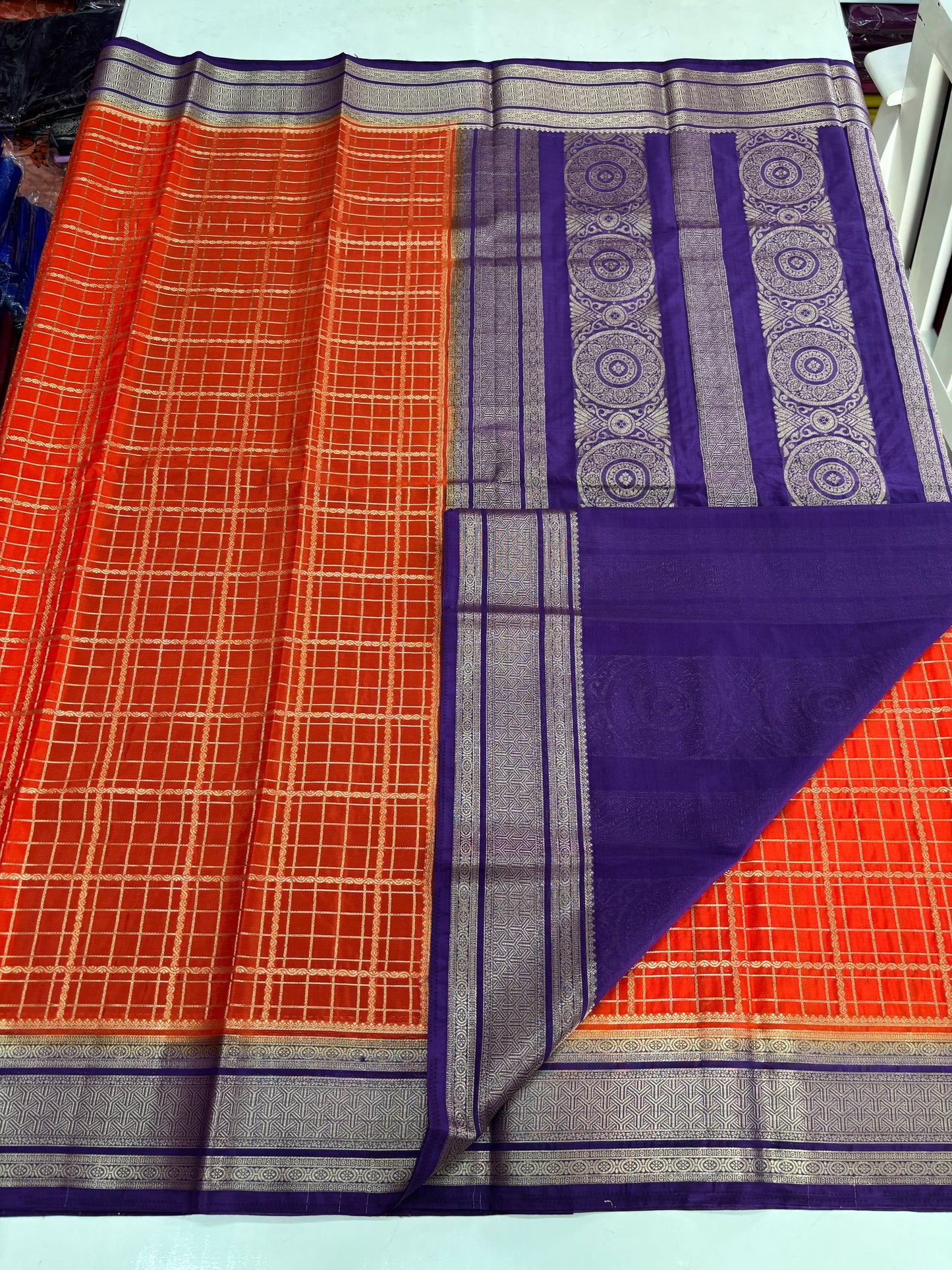 Semi Mysore Crepe (Super Premium, Rich Checks and Grand Chit Pallu)