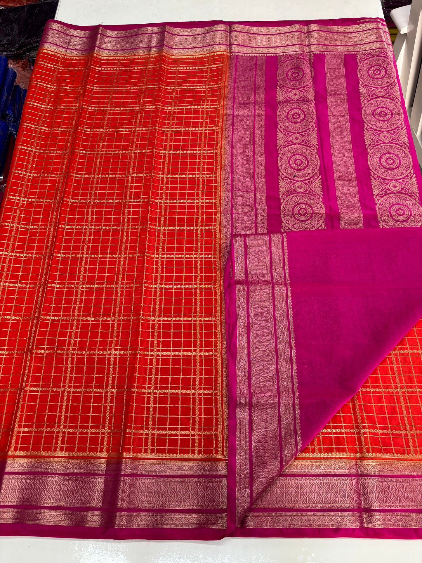 Semi Mysore Crepe (Super Premium, Rich Checks and Grand Chit Pallu)