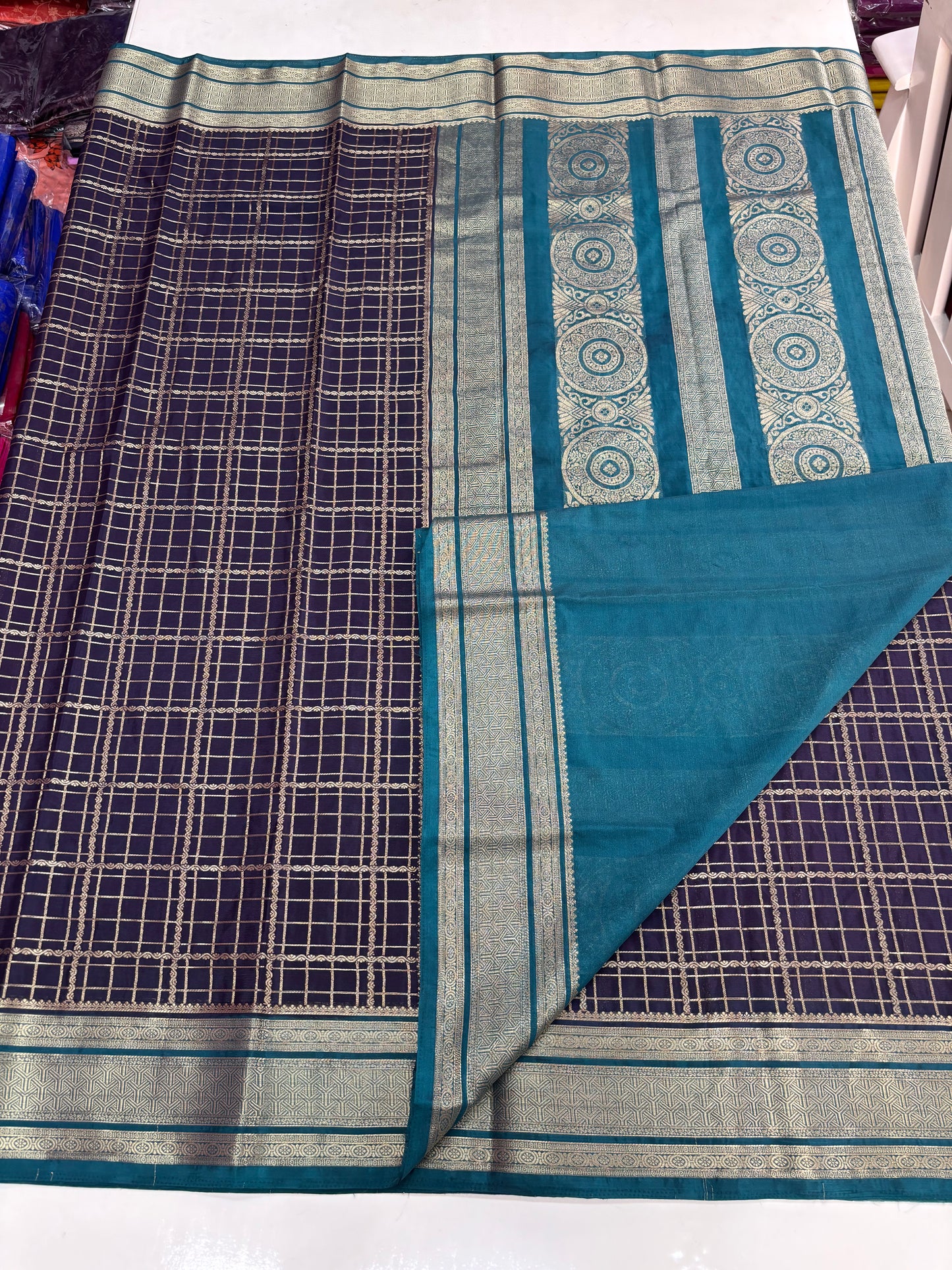 Semi Mysore Crepe (Super Premium, Rich Checks and Grand Chit Pallu)
