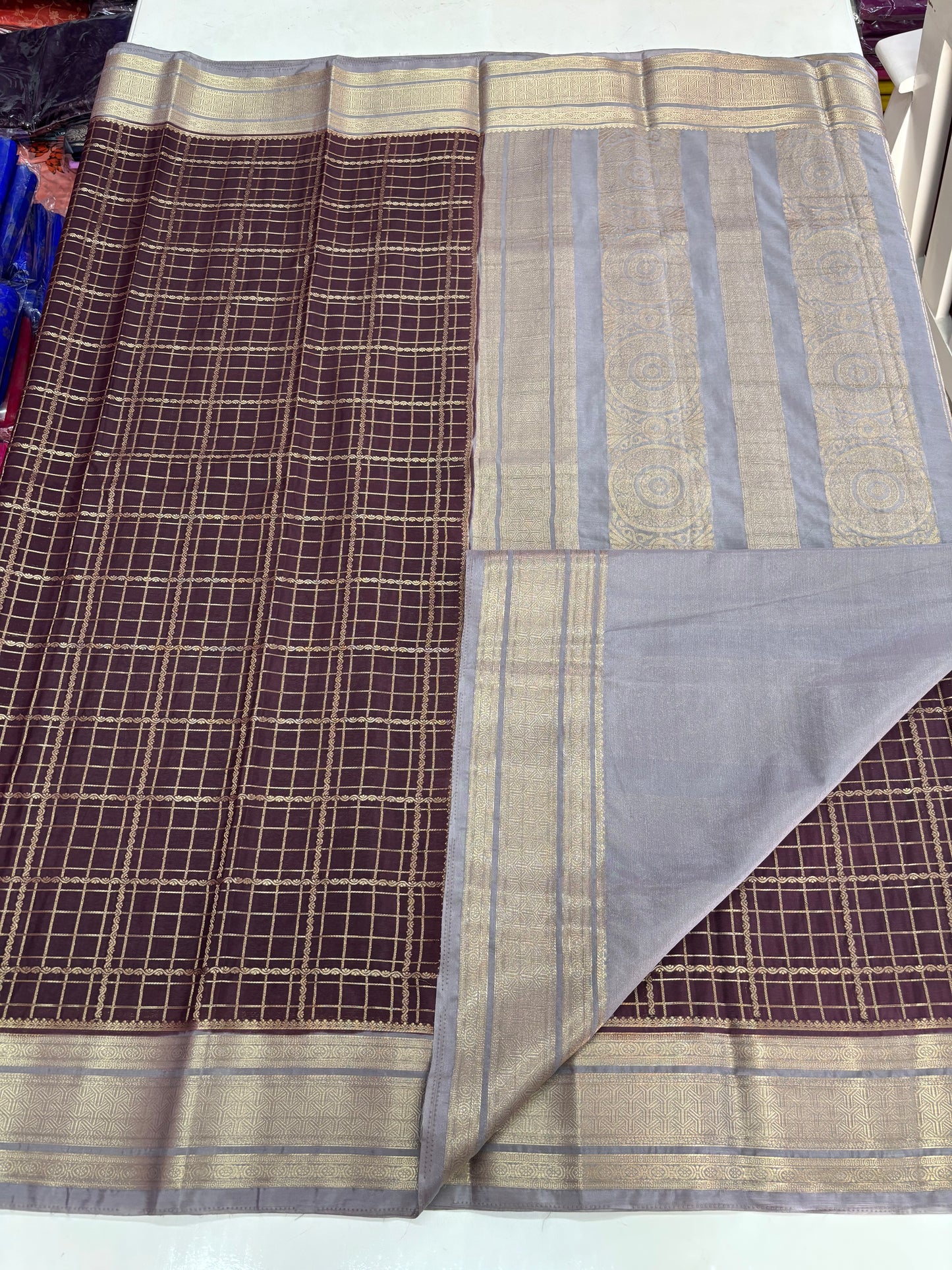 Semi Mysore Crepe (Super Premium, Rich Checks and Grand Chit Pallu)