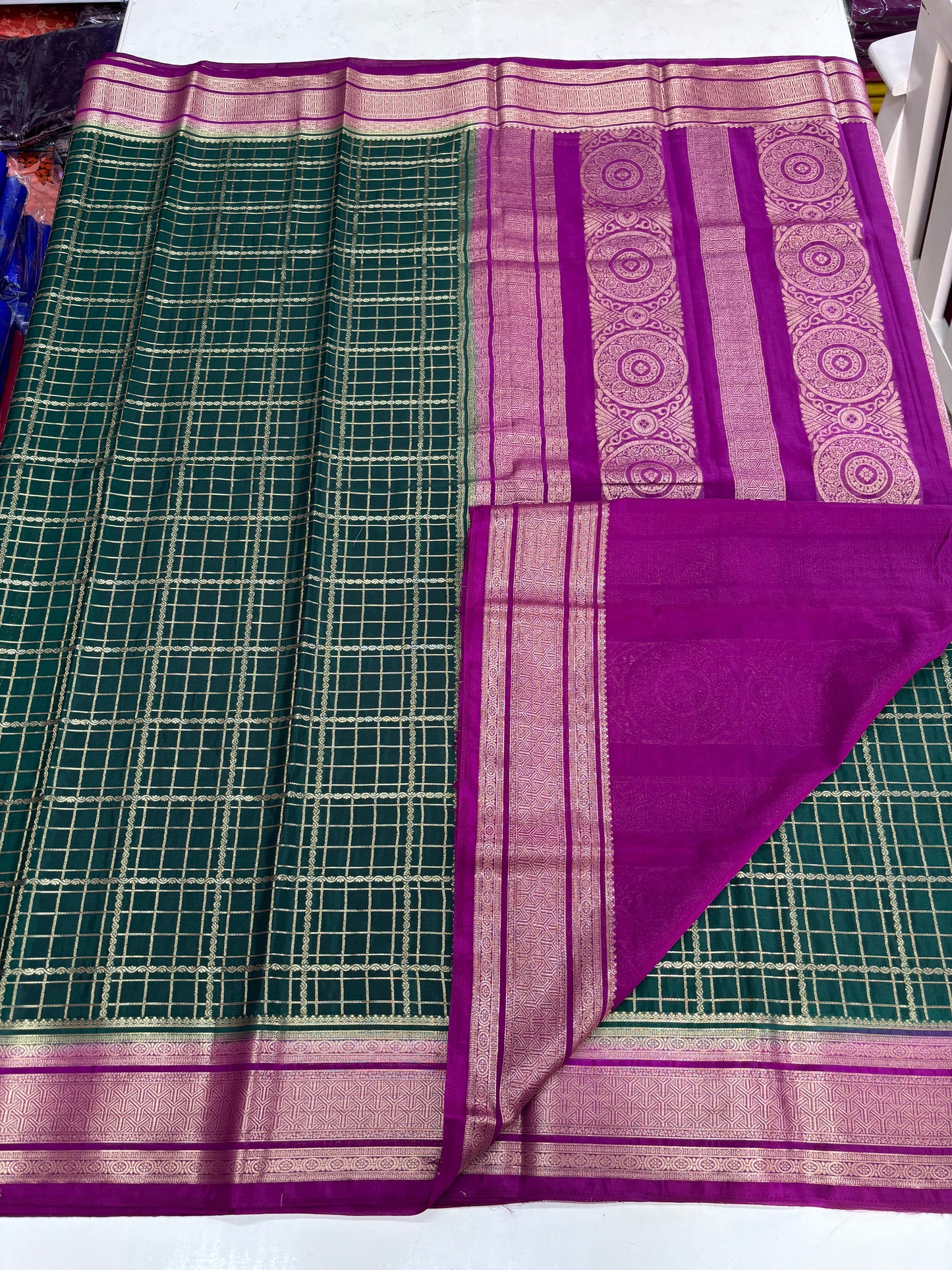 Semi Mysore Crepe (Super Premium, Rich Checks and Grand Chit Pallu)