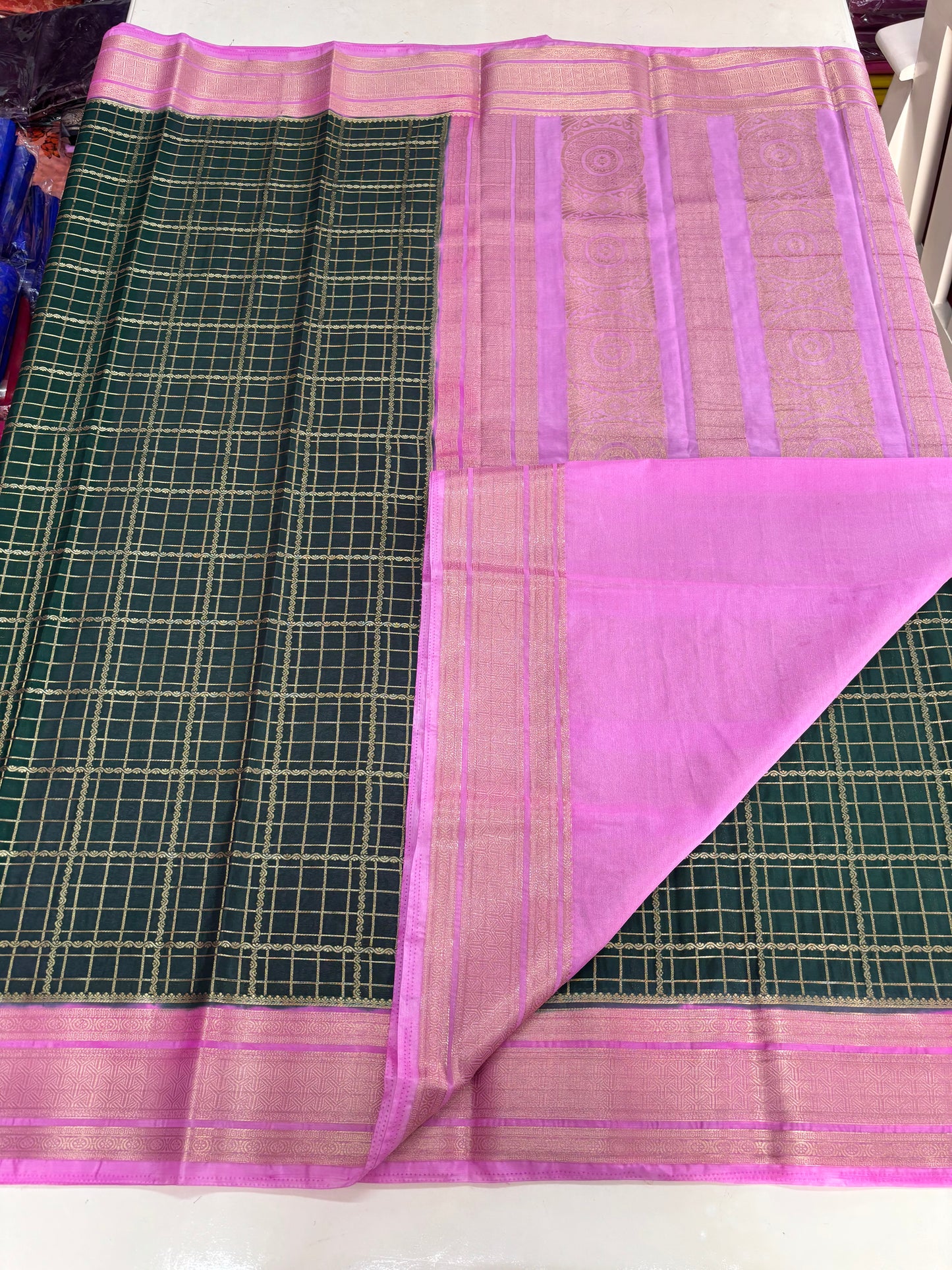 Semi Mysore Crepe (Super Premium, Rich Checks and Grand Chit Pallu)