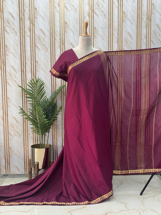 Semi Mysore Crepe (Self, Small Mangoes Border)