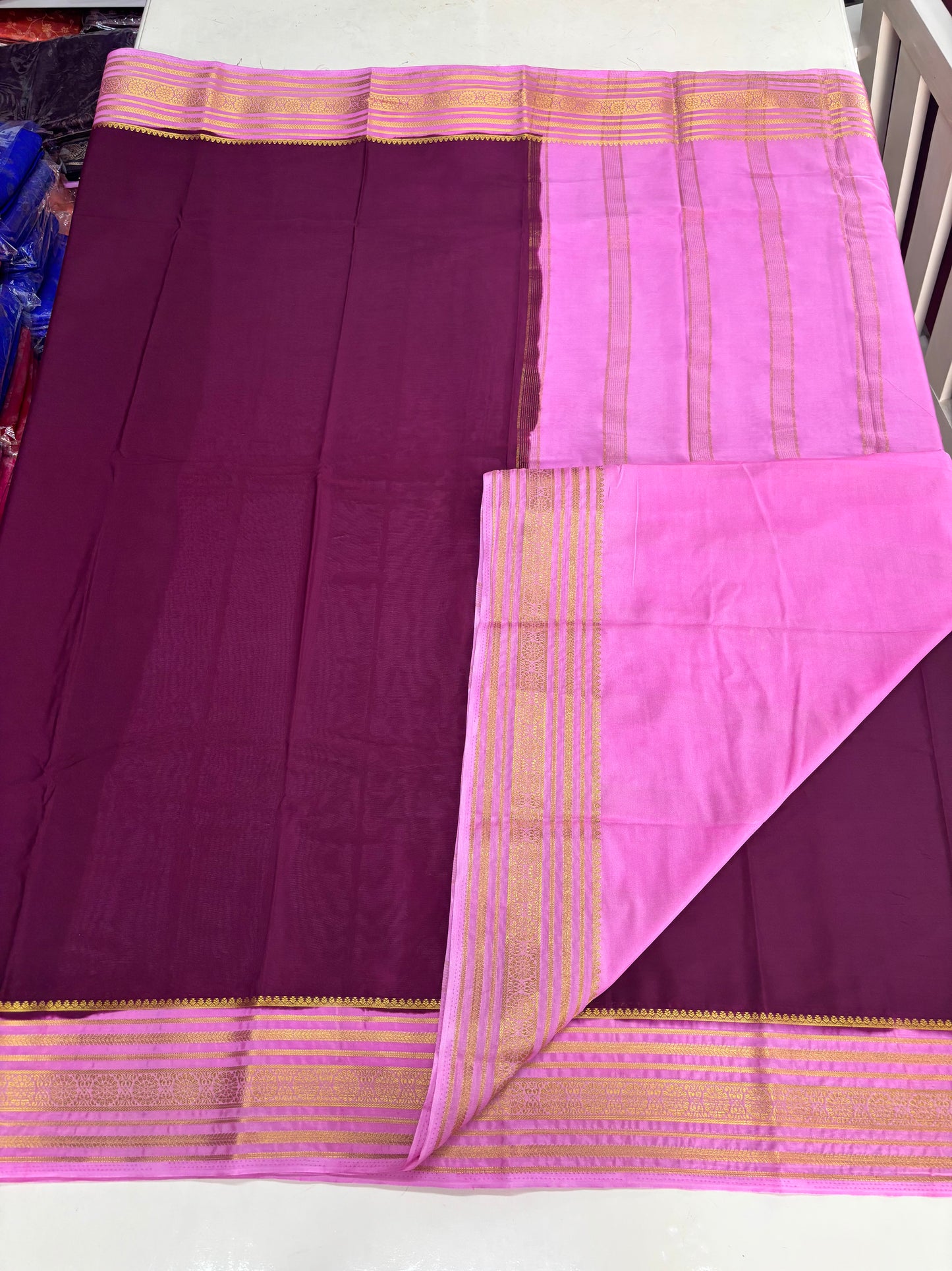 Semi Mysore Crepe (Premium, 1 Line Flowers Border)