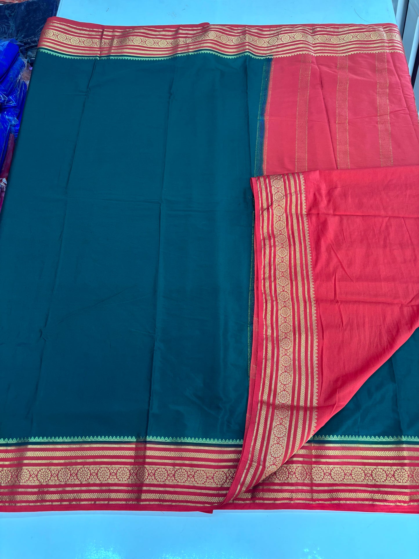 Semi Mysore Crepe (Premium, 1 Line Flowers Border)