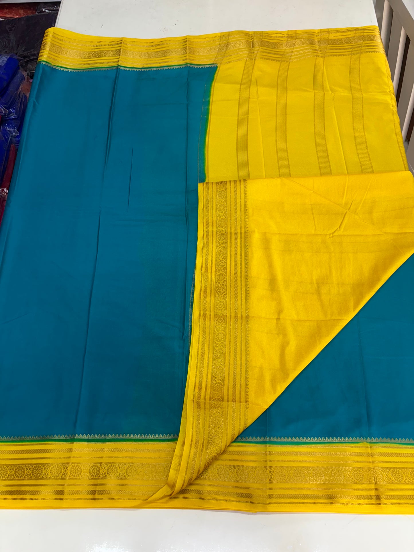 Semi Mysore Crepe (Premium, 1 Line Flowers Border)