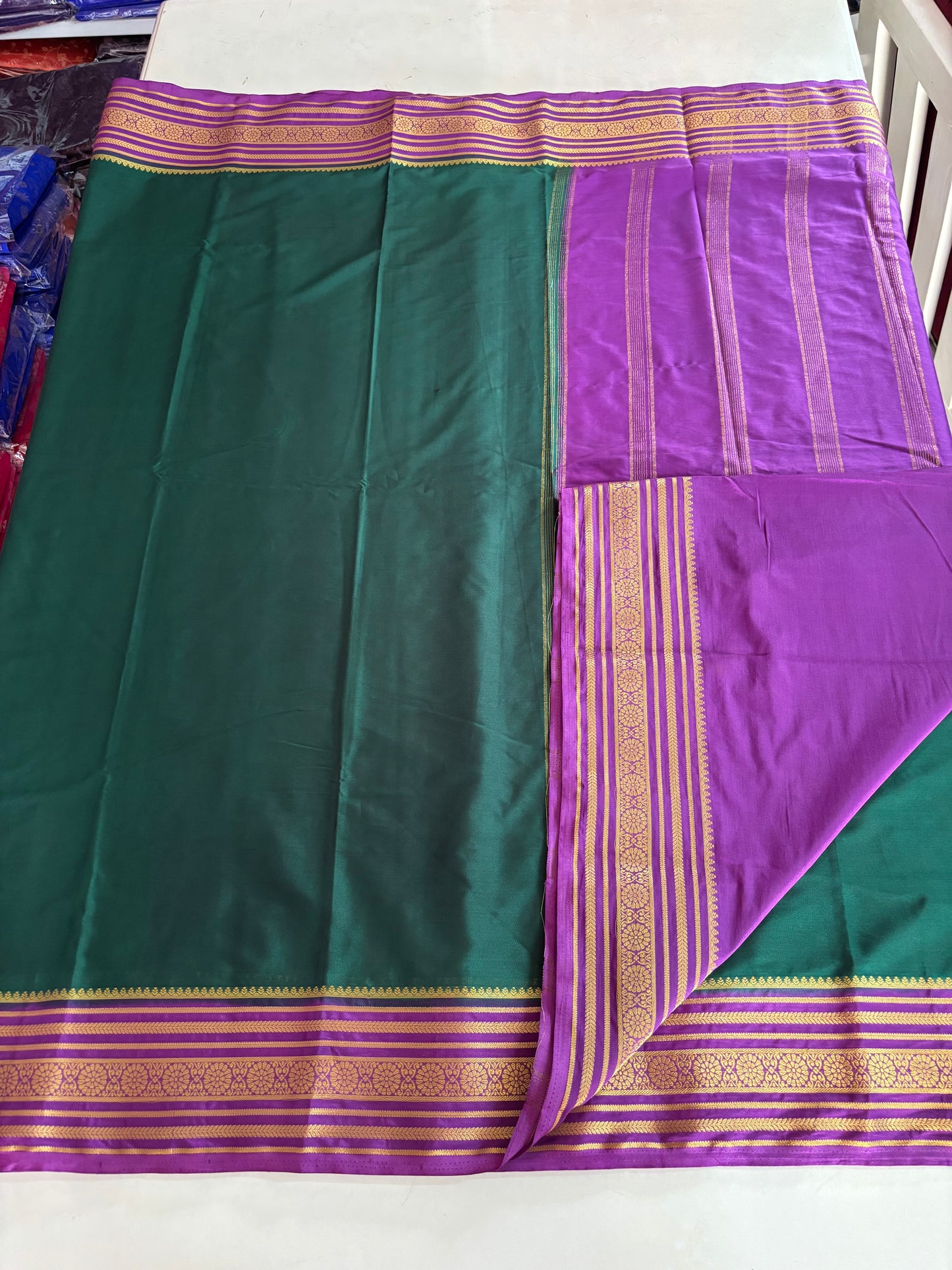 Semi Mysore Crepe (Premium, 1 Line Flowers Border)
