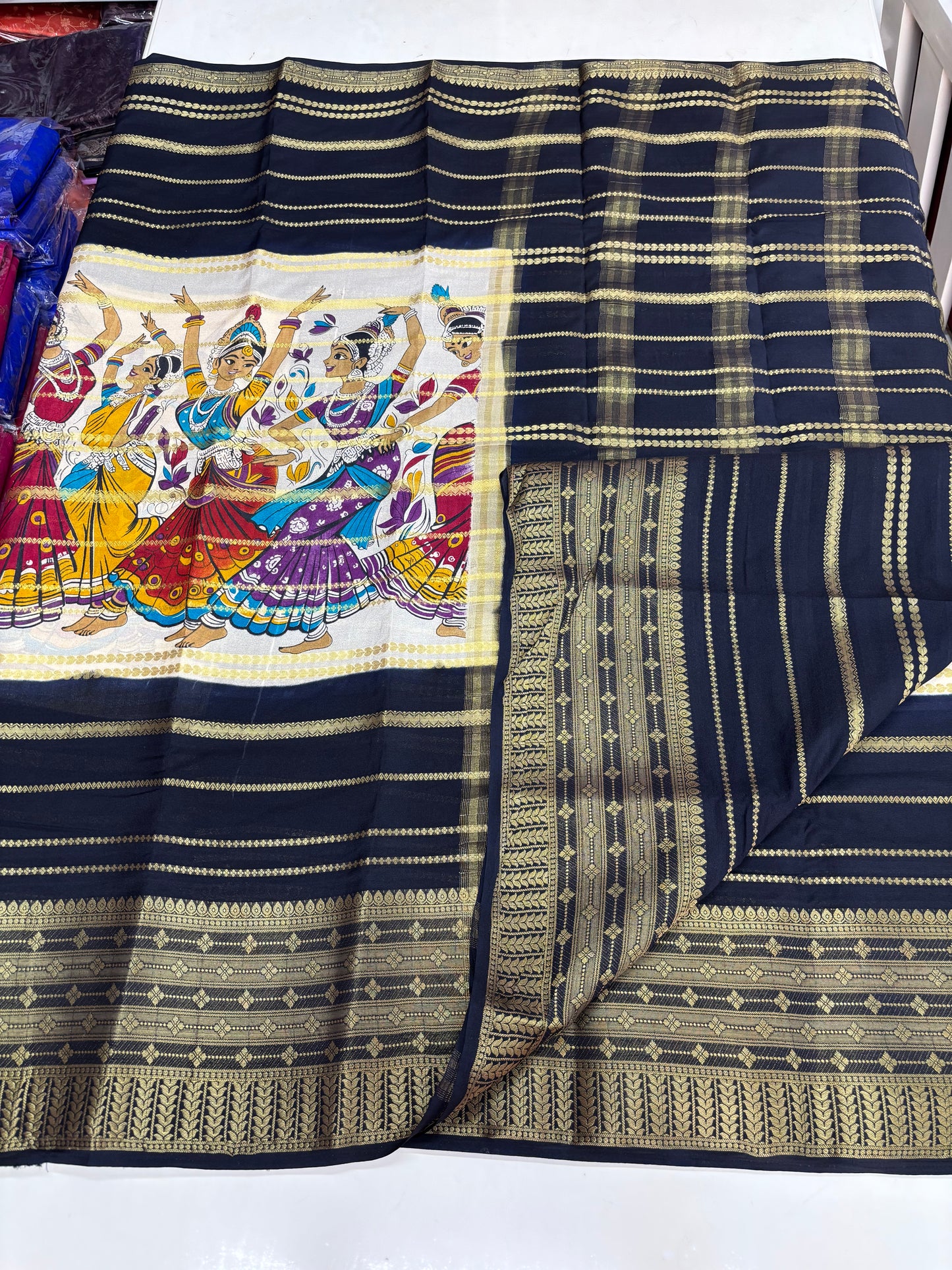 Semi Mysore Crepe (Dancing Doll Kalamkari Print)