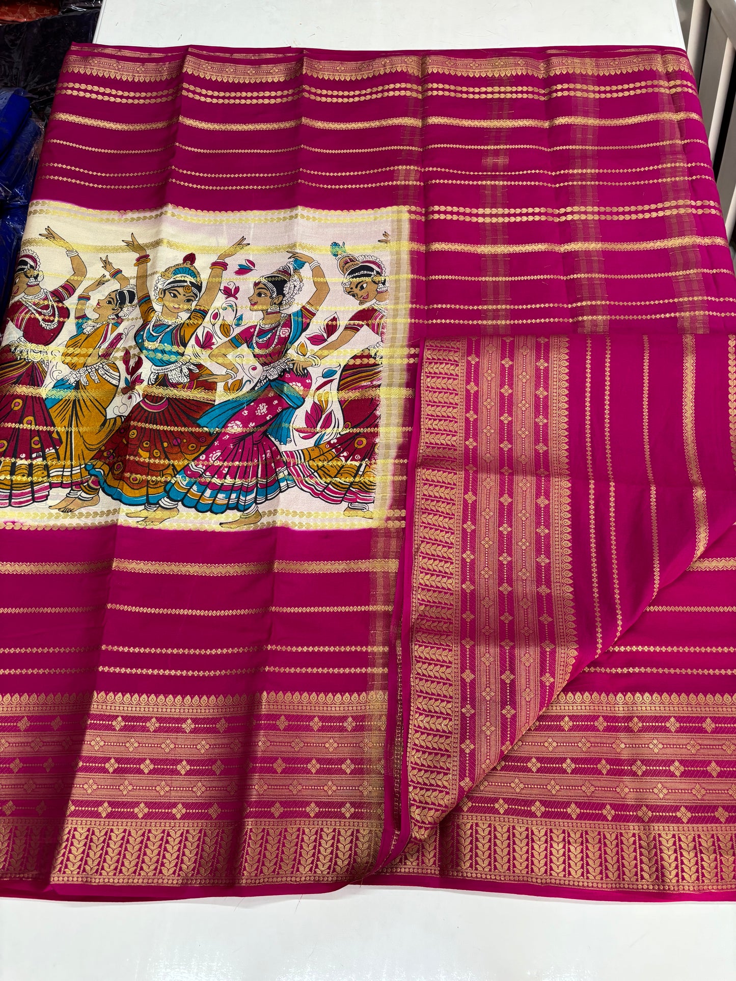 Semi Mysore Crepe (Dancing Doll Kalamkari Print)