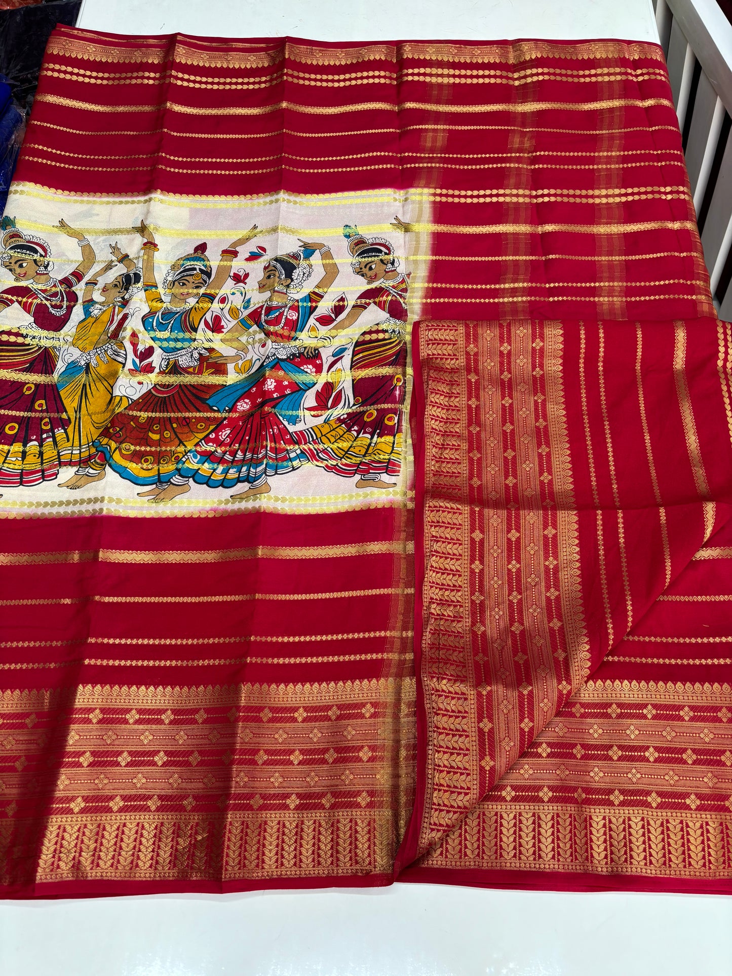 Semi Mysore Crepe (Dancing Doll Kalamkari Print)