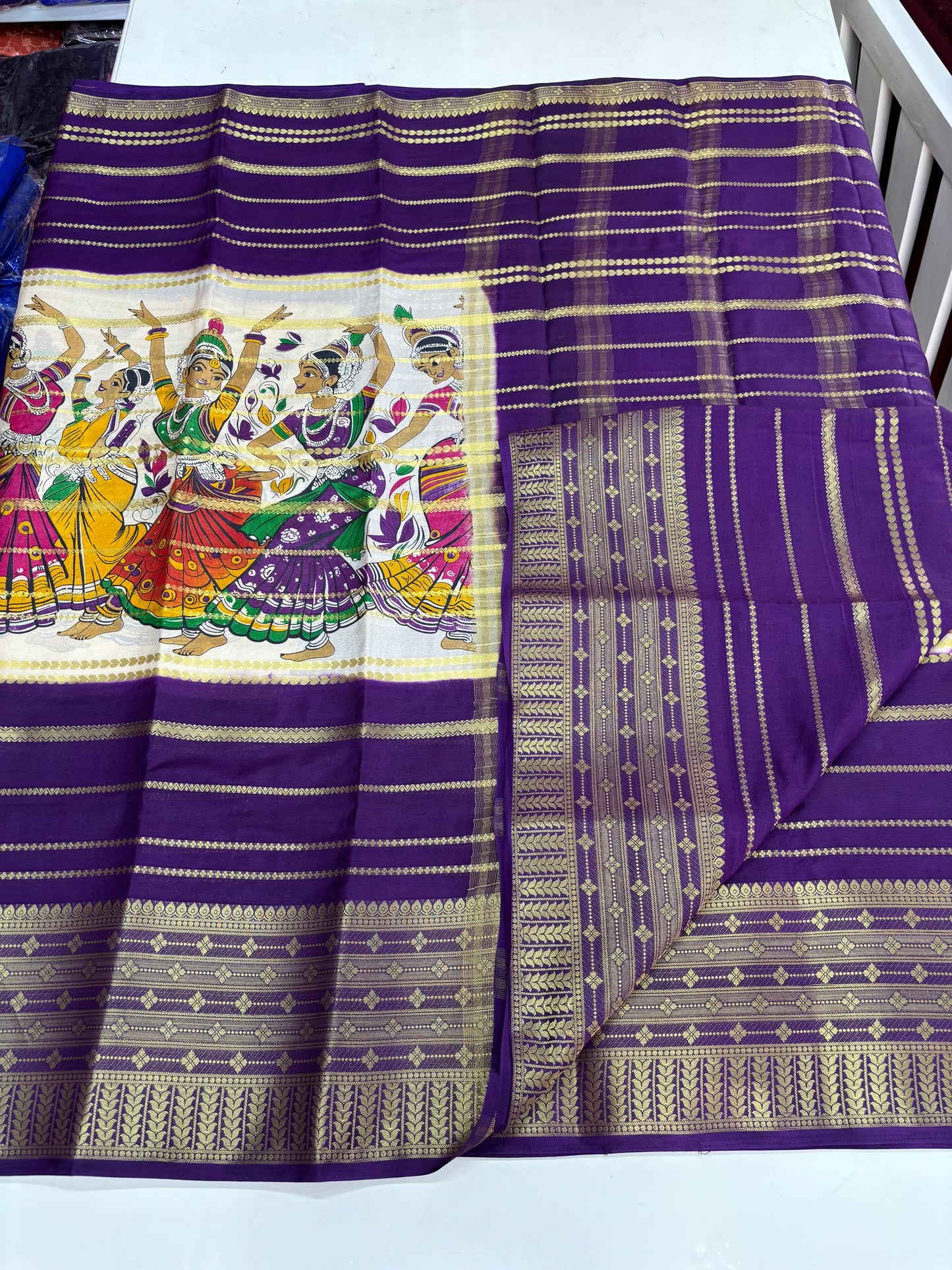 Semi Mysore Crepe (Dancing Doll Kalamkari Print)