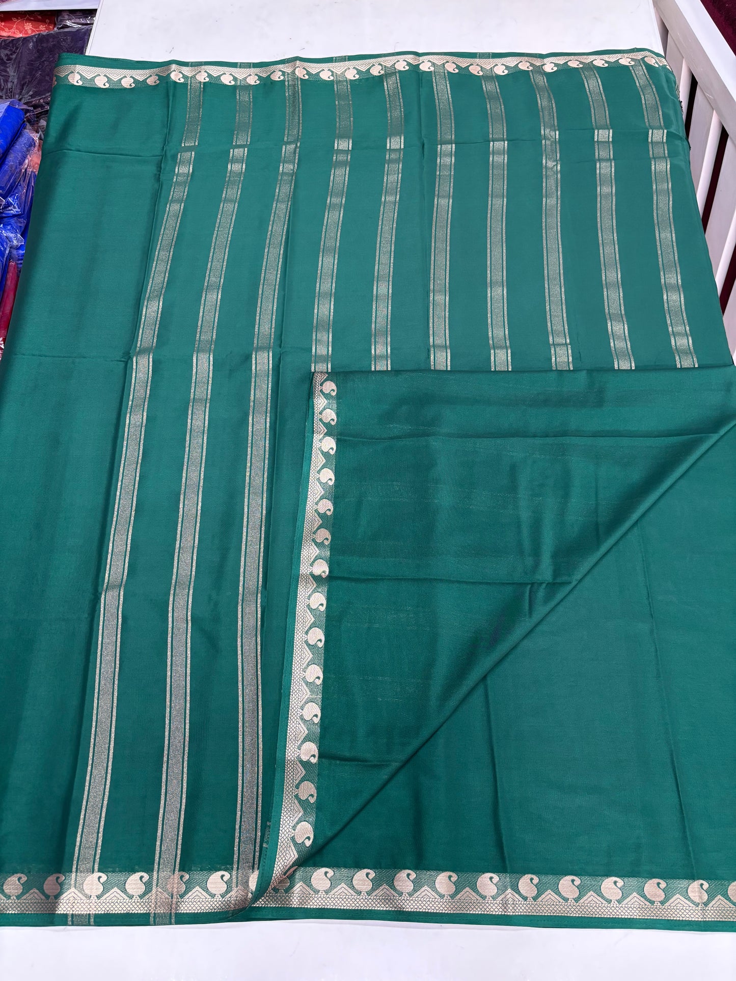 Semi Mysore Crepe (Self, Small Mango Border)