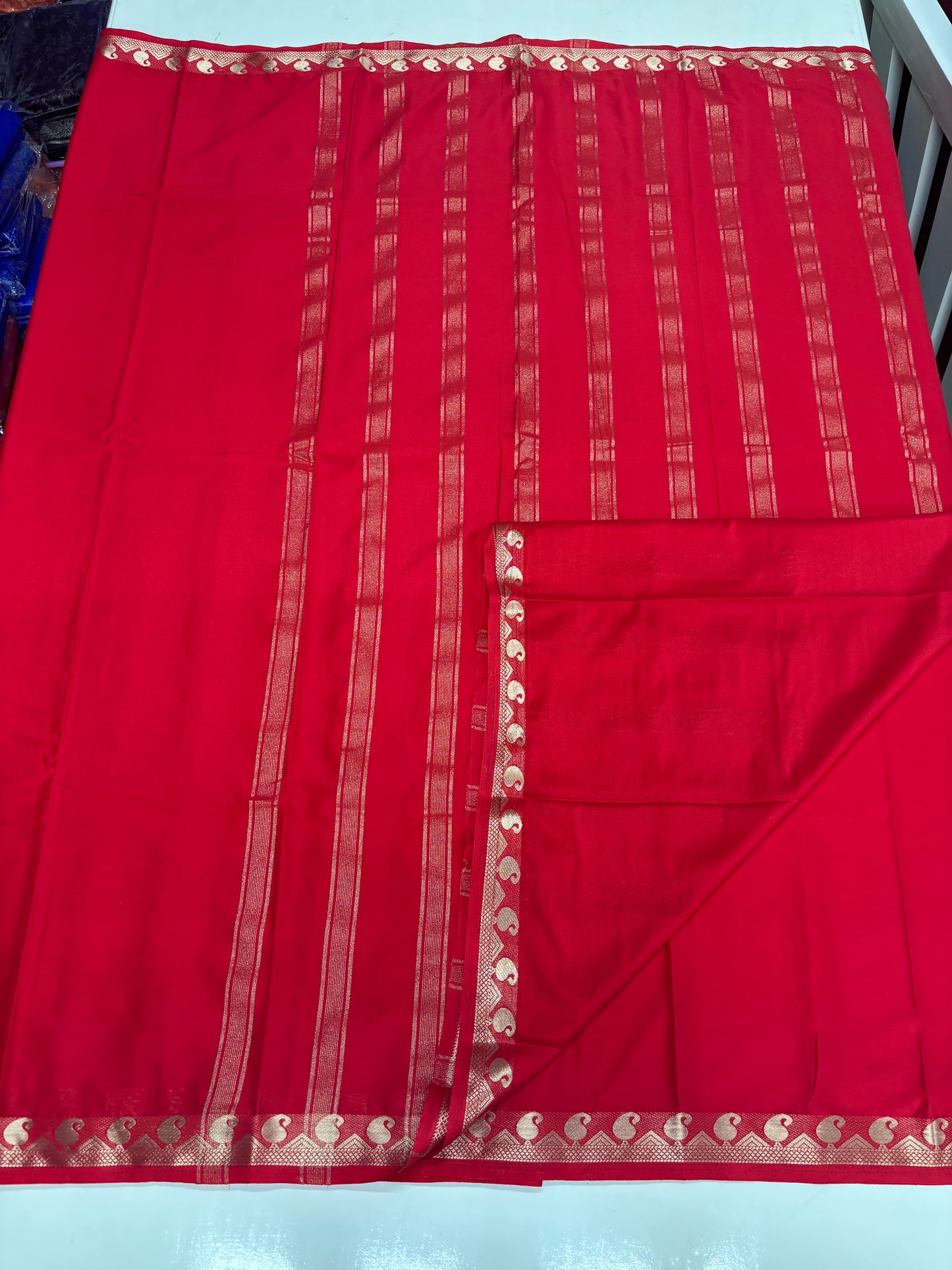 Semi Mysore Crepe (Self, Small Mango Border)