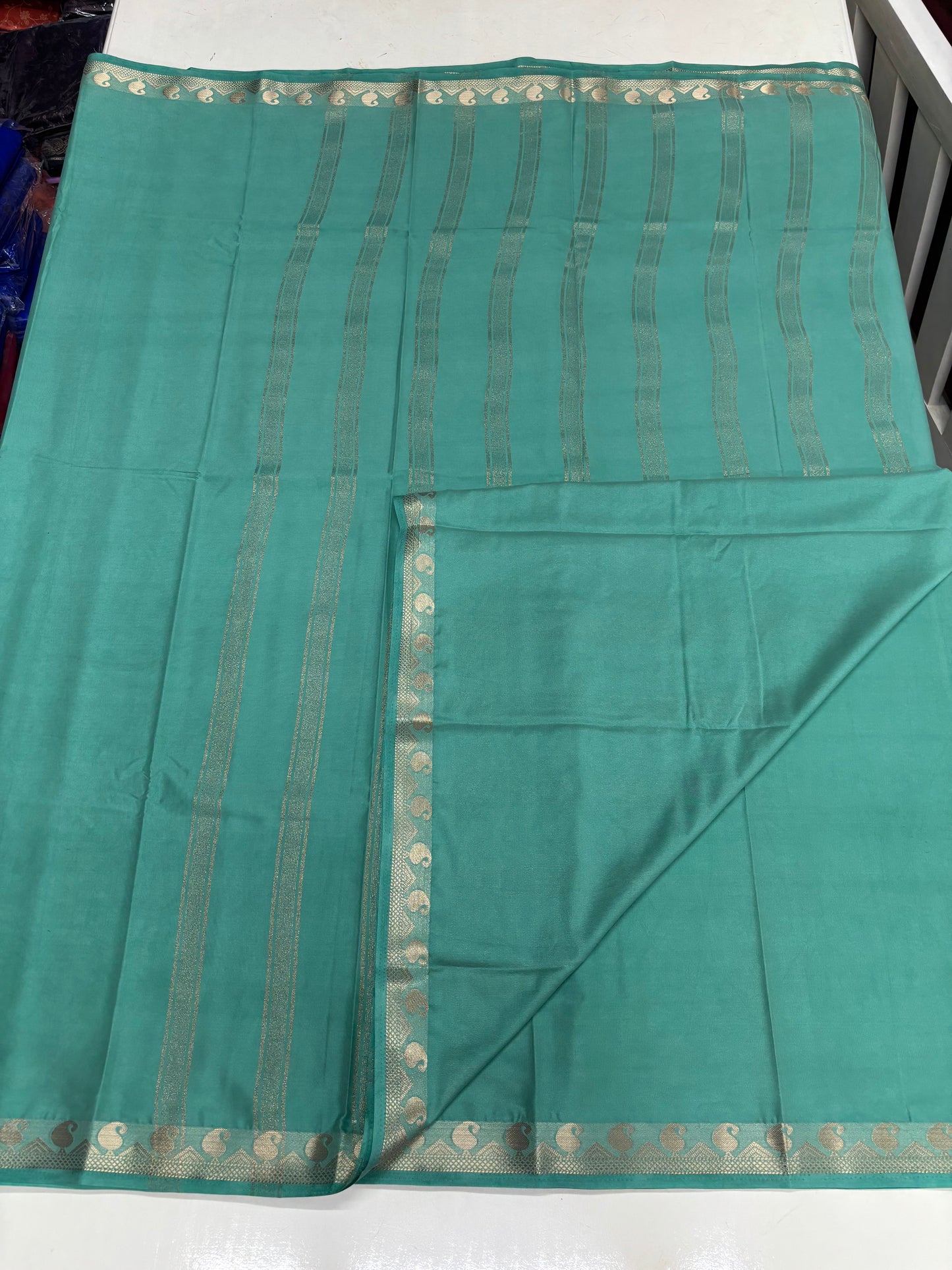 Semi Mysore Crepe (Self, Small Mango Border)