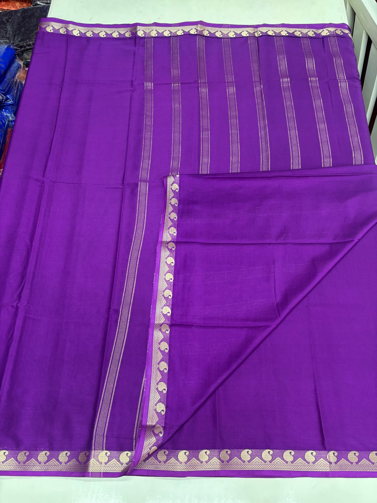 Semi Mysore Crepe (Self, Small Mango Border)