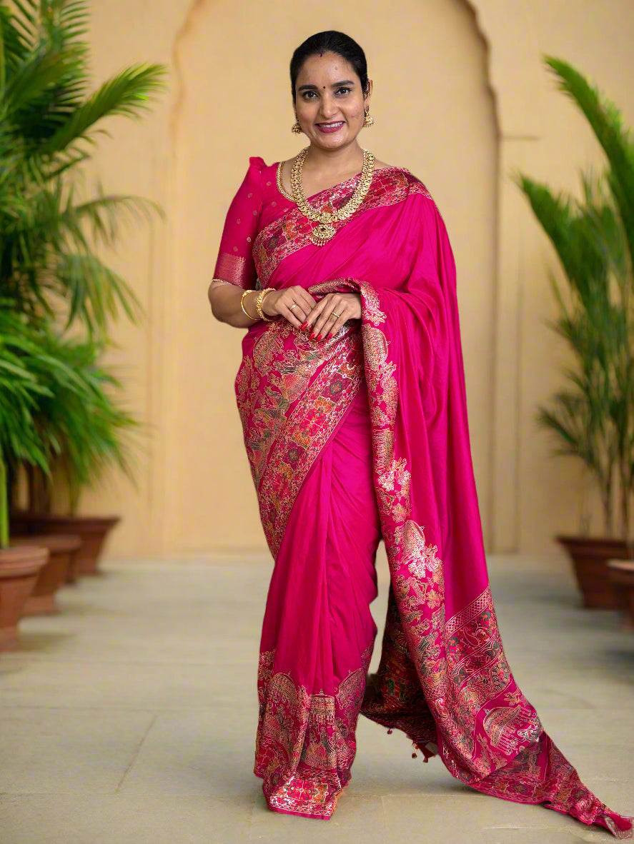Kashmiri Pashmina Saree (Dori Border)