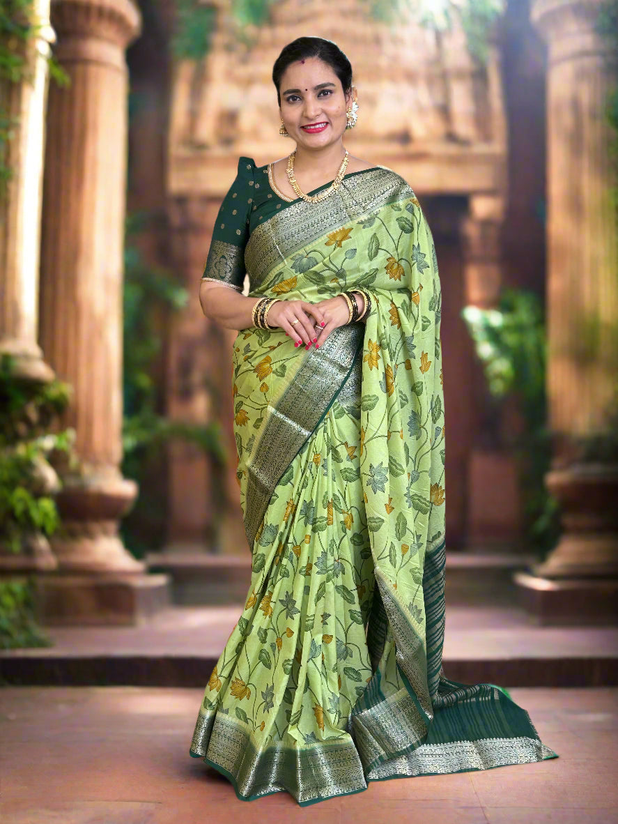 Printed Semi Mysore Crepe (Floral Print)