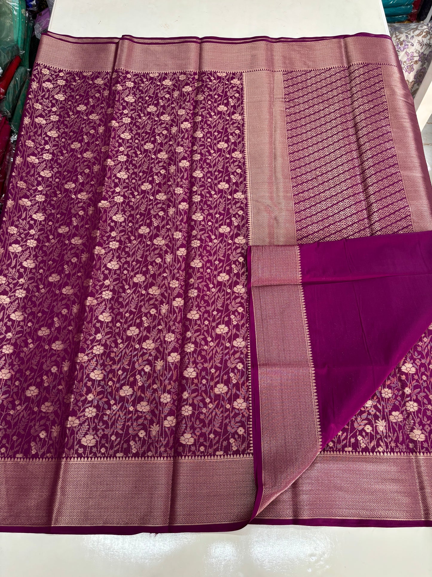 Semi Mysore Crepe (Premium, Floral Brocade)