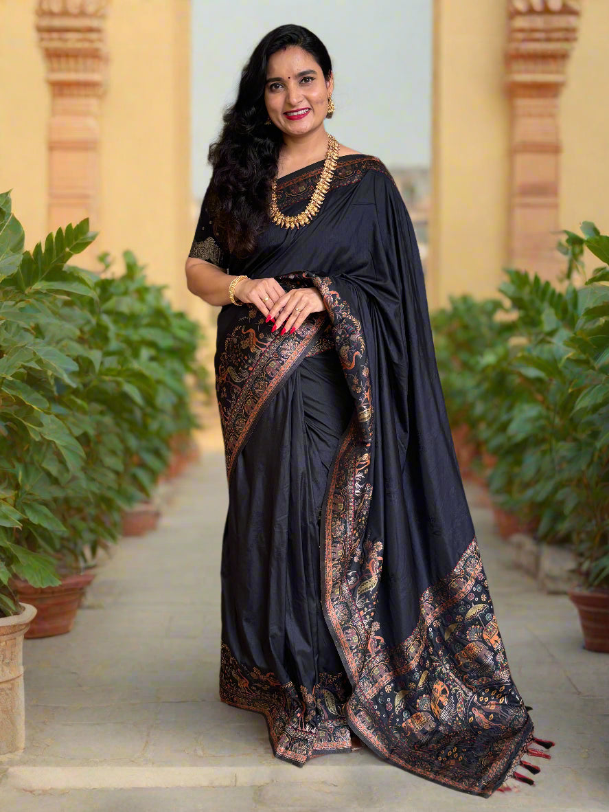 Kashmiri Pashmina Saree (Forest Theme)