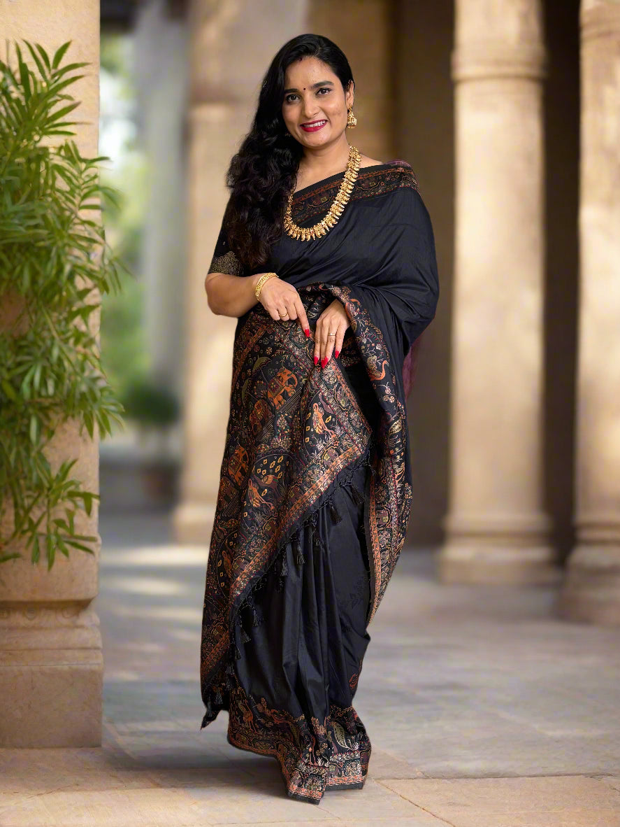 Kashmiri Pashmina Saree (Forest Theme)