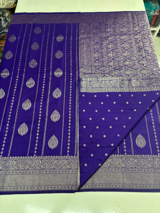 Banarasi Khaddi Georgette (Peacock Feather Motifs)