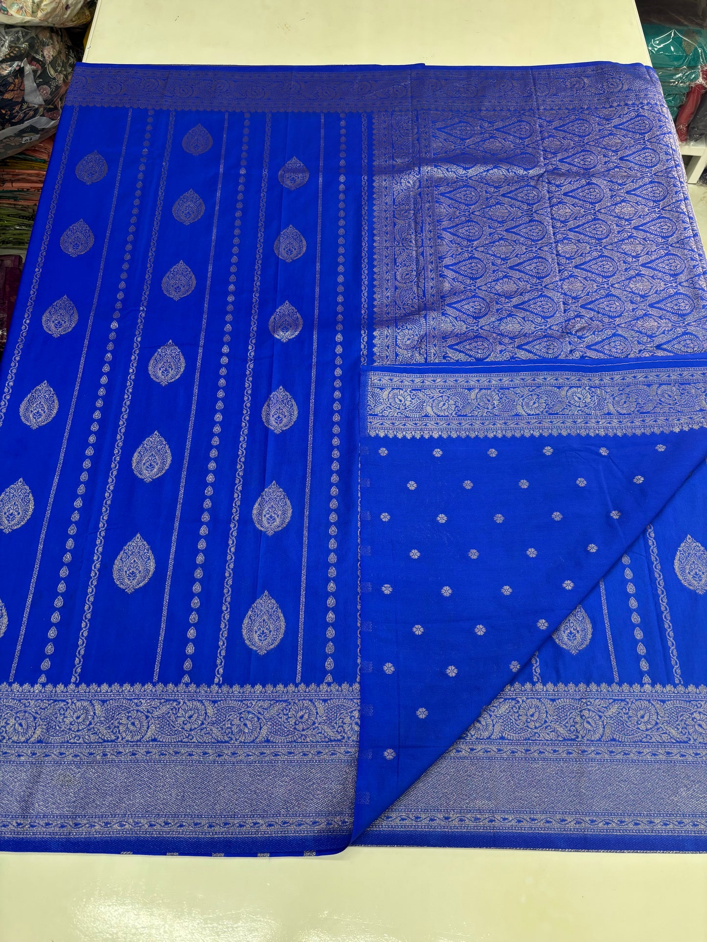Banarasi Khaddi Georgette (Peacock Feather Motifs)