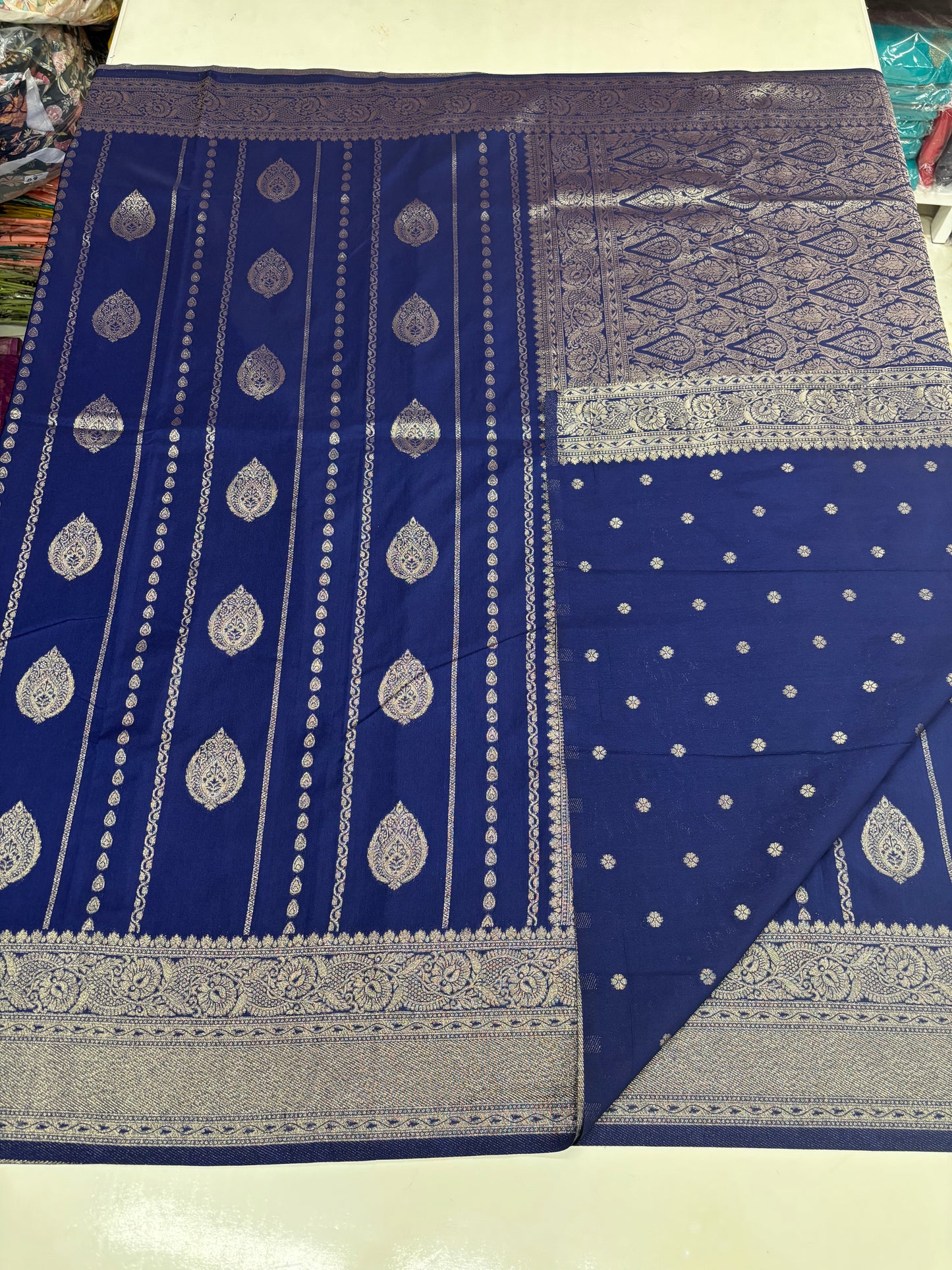 Banarasi Khaddi Georgette (Peacock Feather Motifs)
