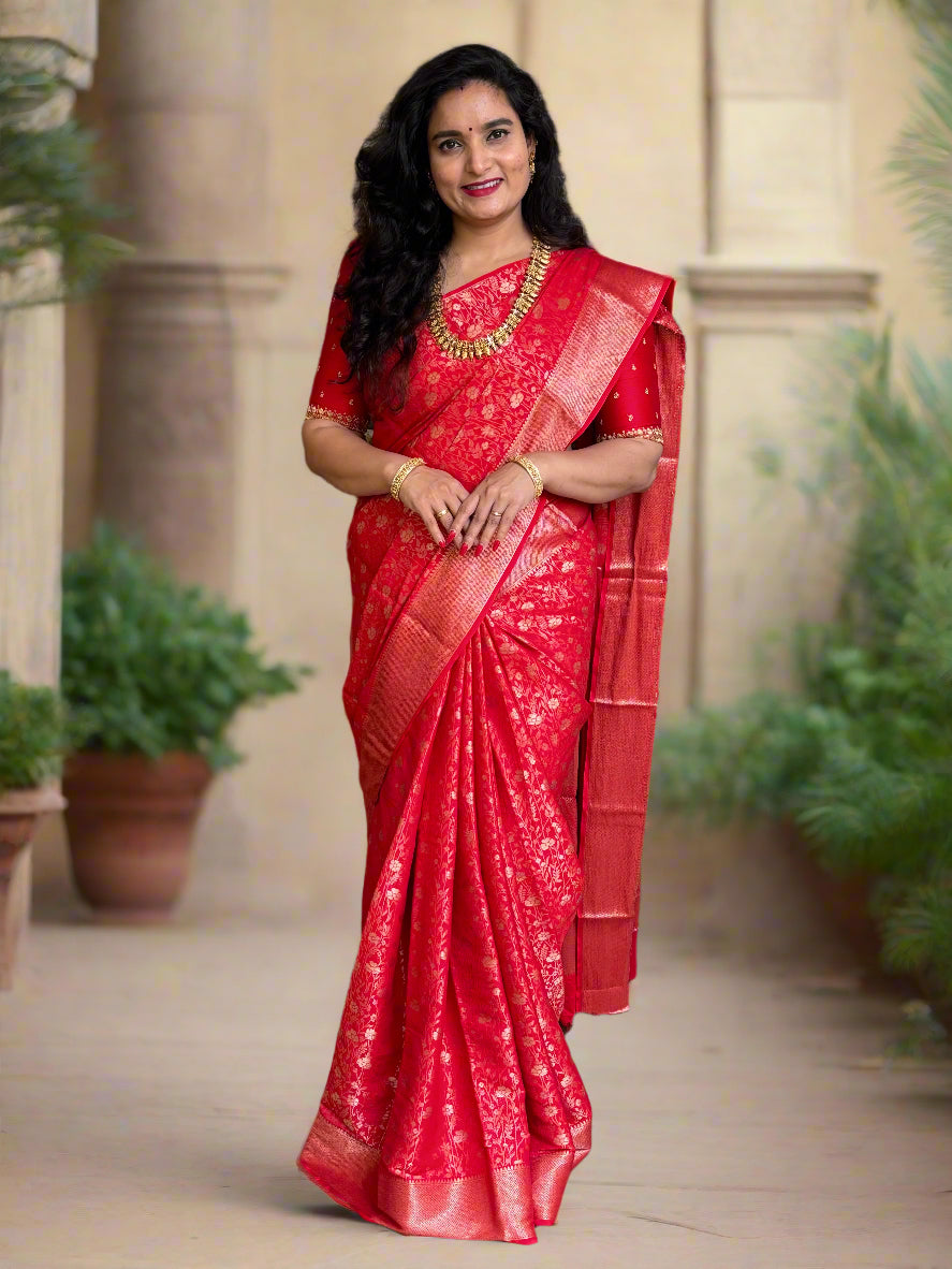 Semi Mysore Crepe (Premium, Floral Brocade)