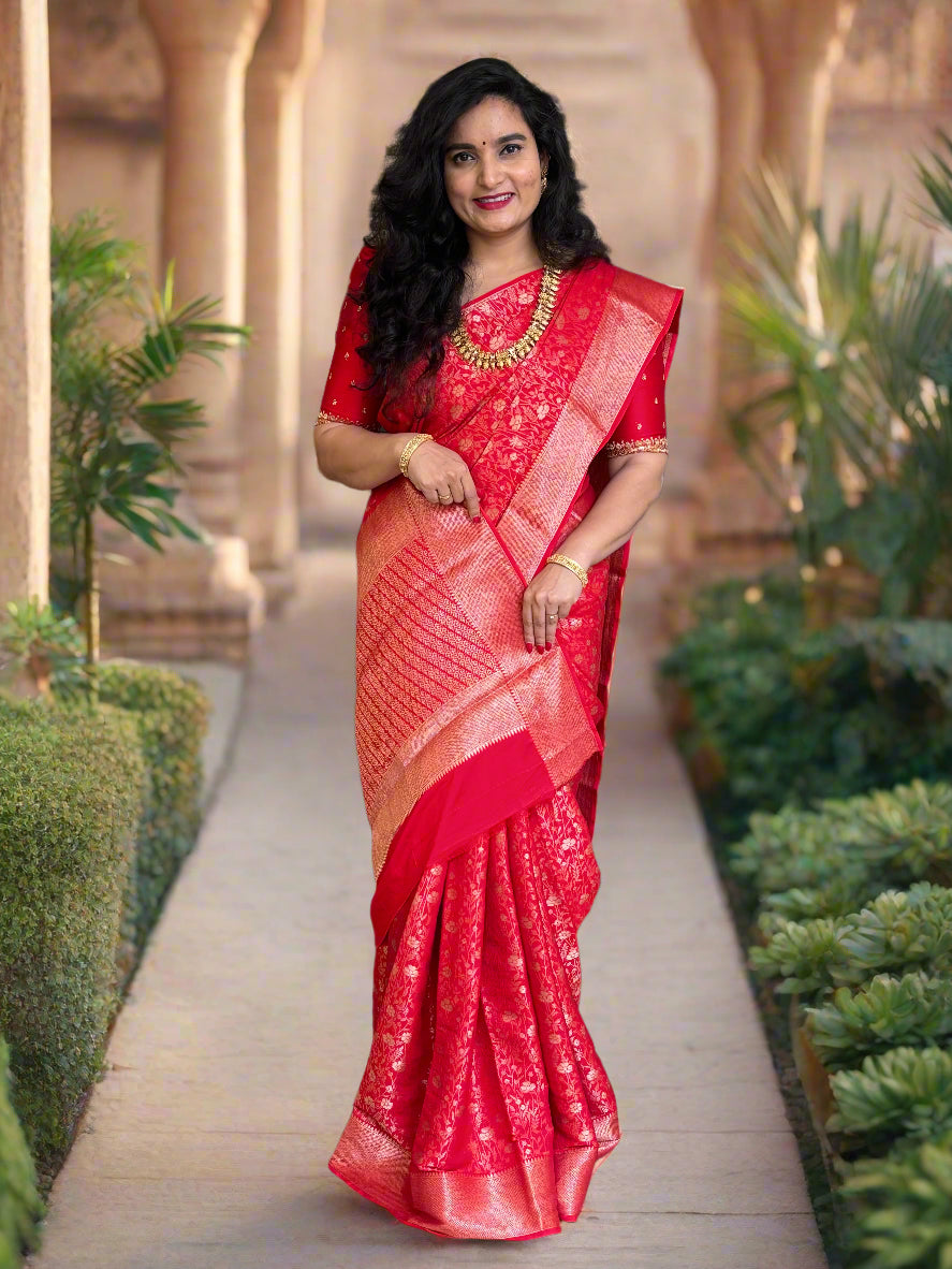 Semi Mysore Crepe (Premium, Floral Brocade)