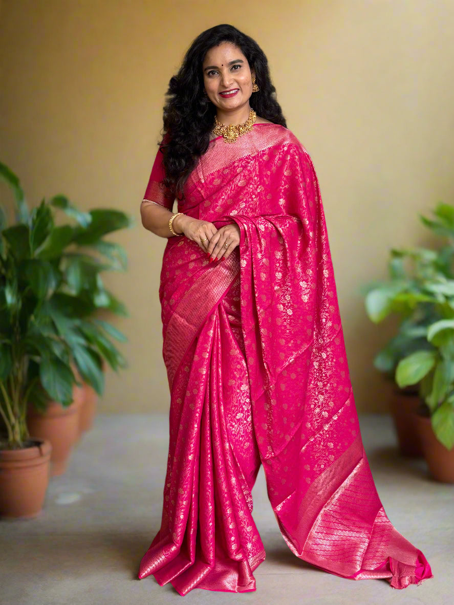 Semi Mysore Crepe (Premium, Floral Brocade)