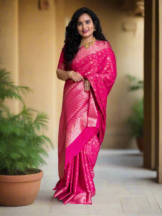 Semi Mysore Crepe (Premium, Floral Brocade)