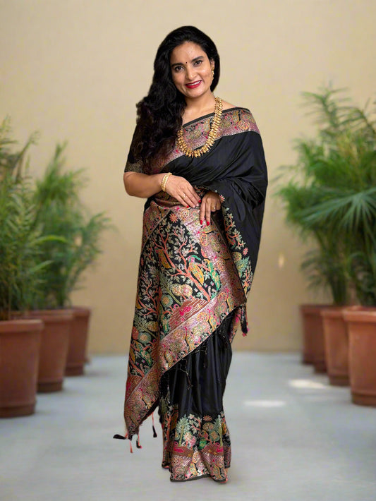 Kashmiri Pashmina Saree (Forest Theme)