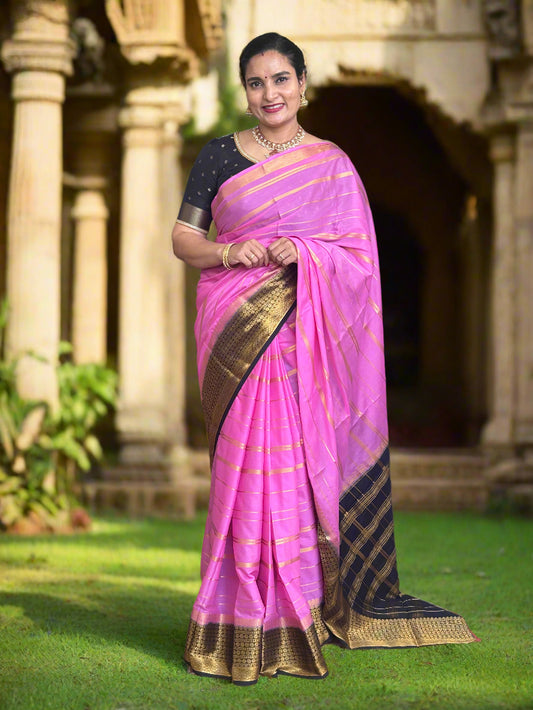 Semi Mysore Crepe (Horizontal Line and SS Big Border)