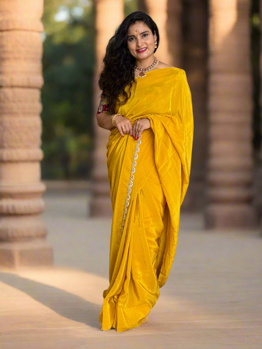 Natural Crepe (Self, Saree Cut Fabric)