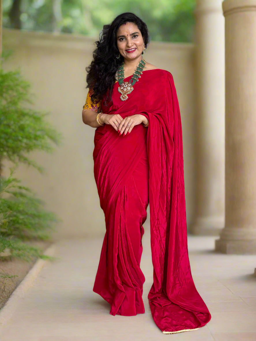 Natural Crepe (Self, Saree Cut Fabric)