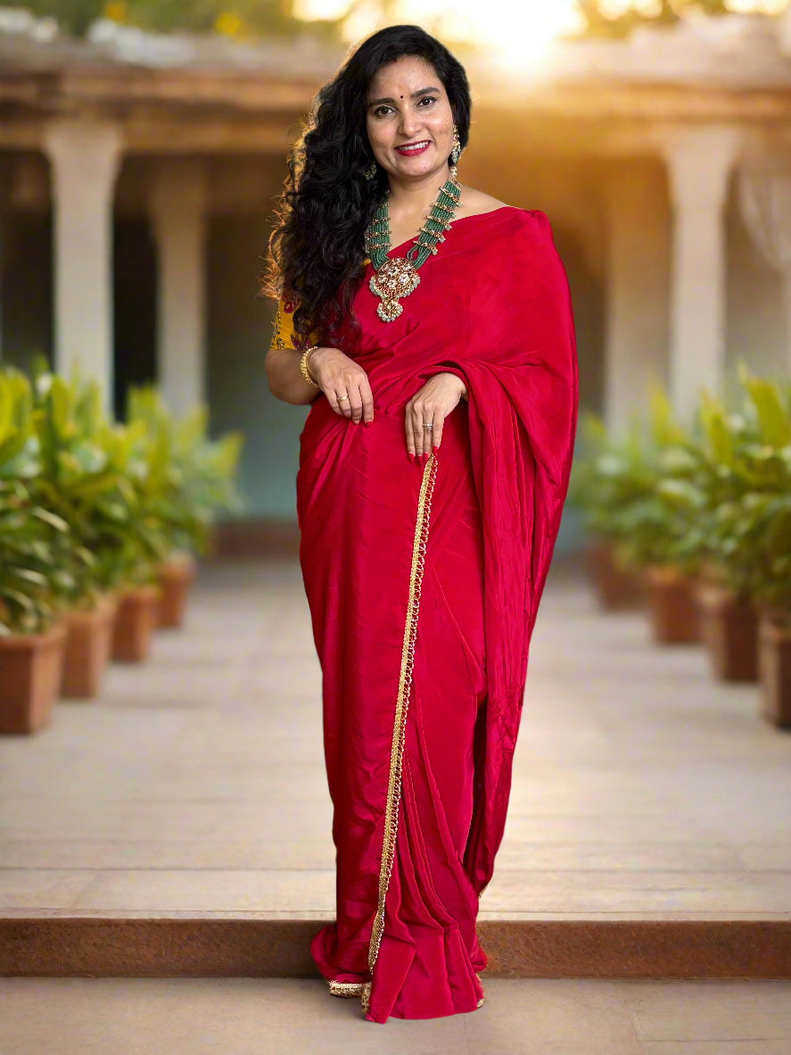 Natural Crepe (Self, Saree Cut Fabric)
