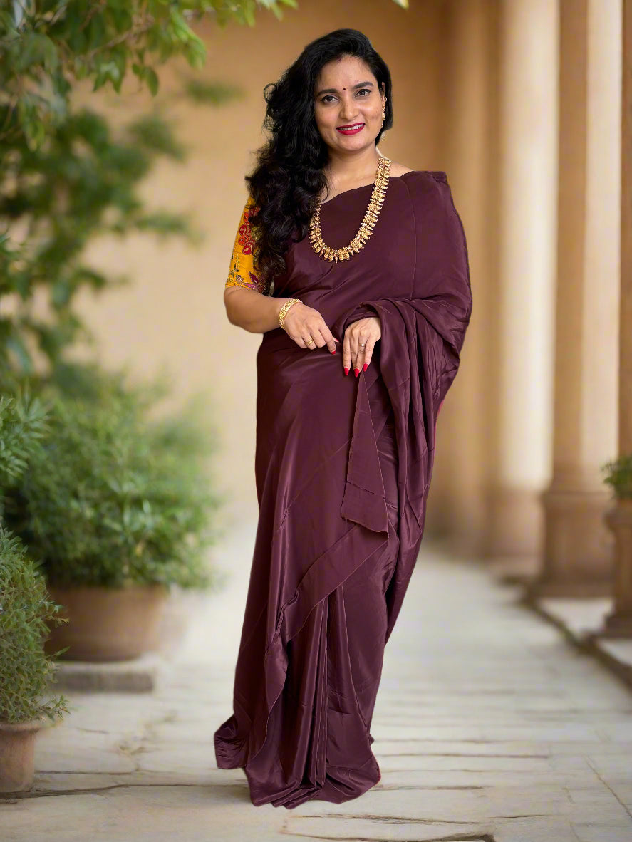 Natural Crepe (Self, Saree Cut Fabric)