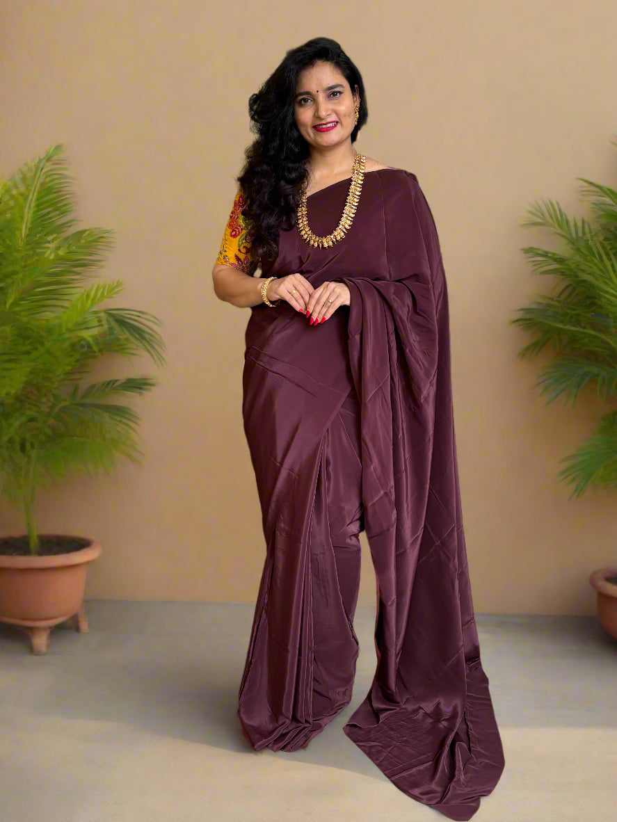 Natural Crepe (Self, Saree Cut Fabric)