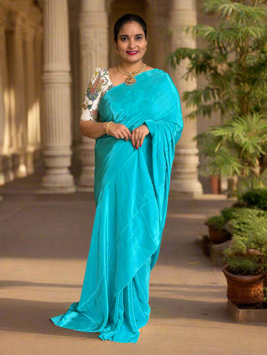 Natural Crepe (Self, Saree Cut Fabric)