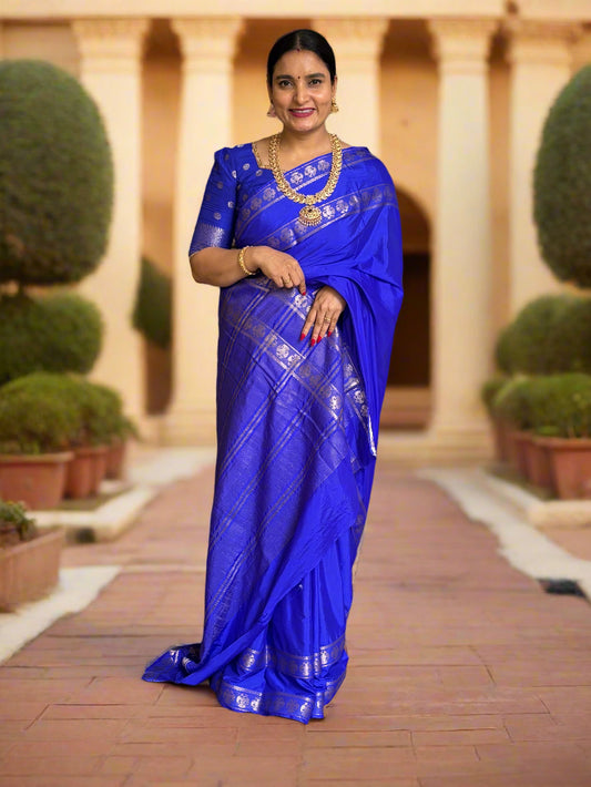 Semi Mysore Crepe(Self, Gandaberunda Bentex Border)