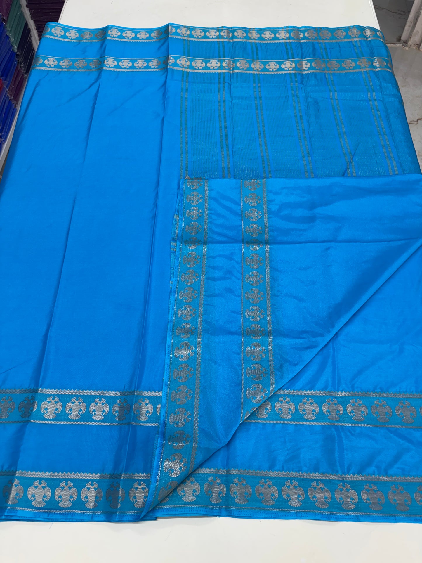 Semi Mysore Crepe(Self, Gandaberunda Bentex Border)