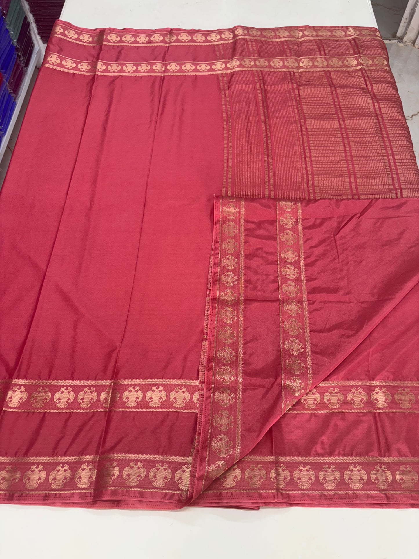 Semi Mysore Crepe(Self, Gandaberunda Bentex Border)