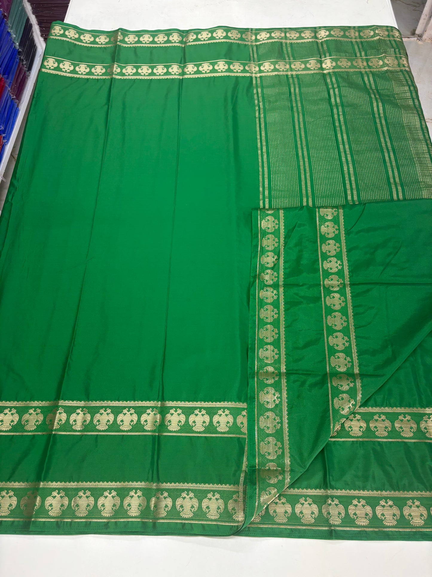 Semi Mysore Crepe(Self, Gandaberunda Bentex Border)