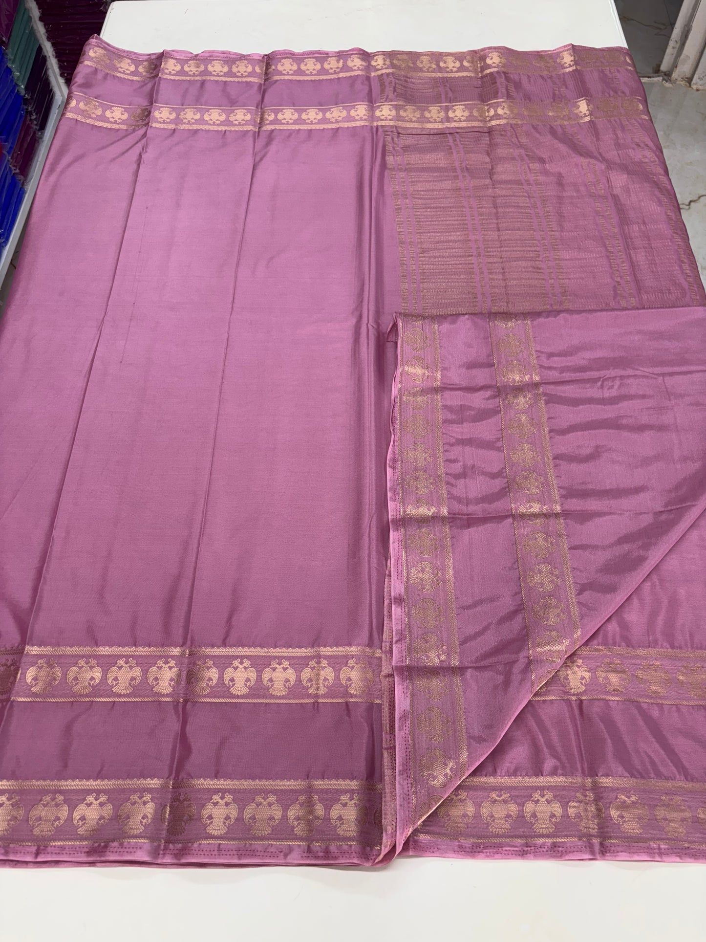 Semi Mysore Crepe(Self, Gandaberunda Bentex Border)