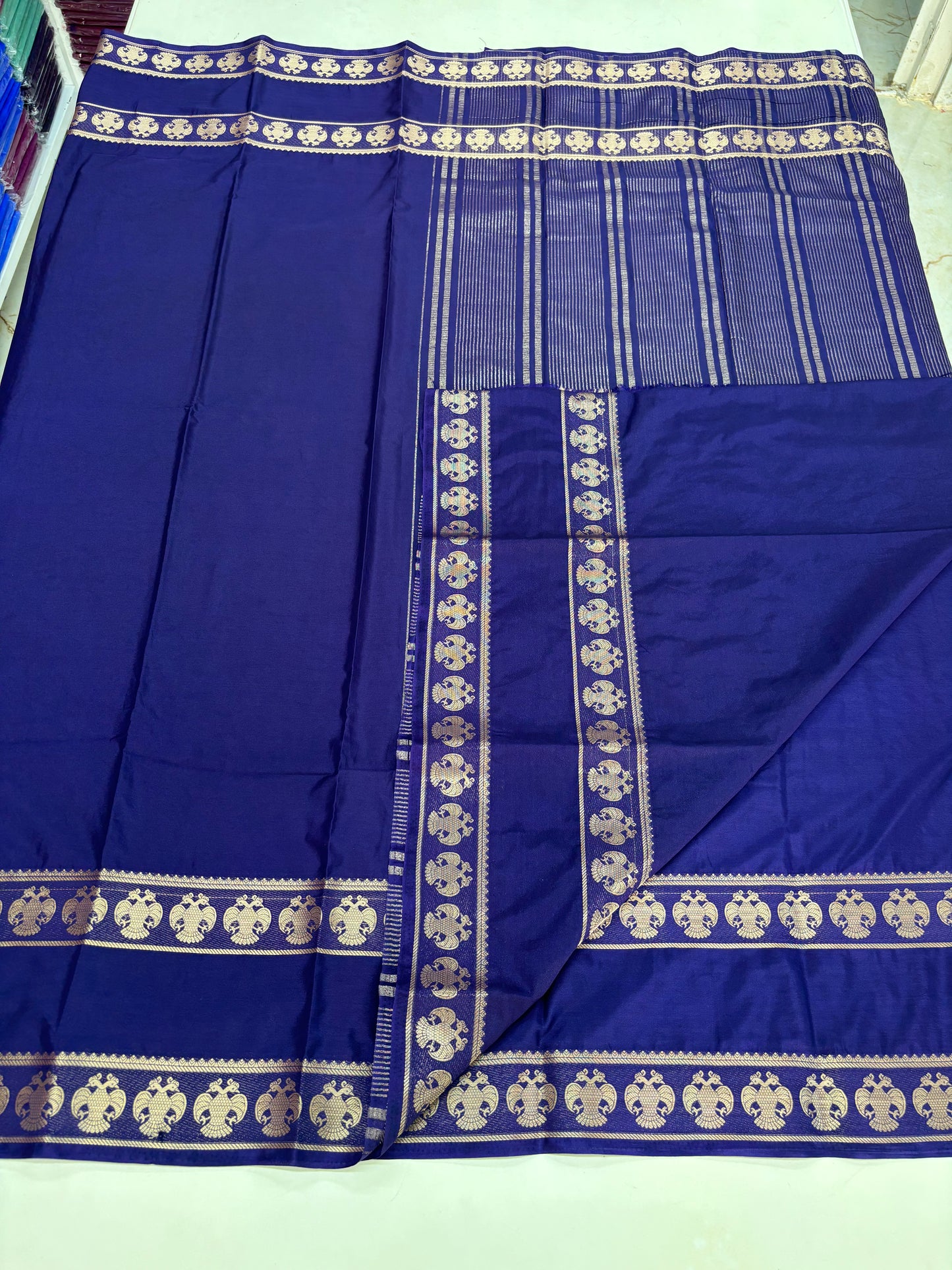 Semi Mysore Crepe(Self, Gandaberunda Bentex Border)