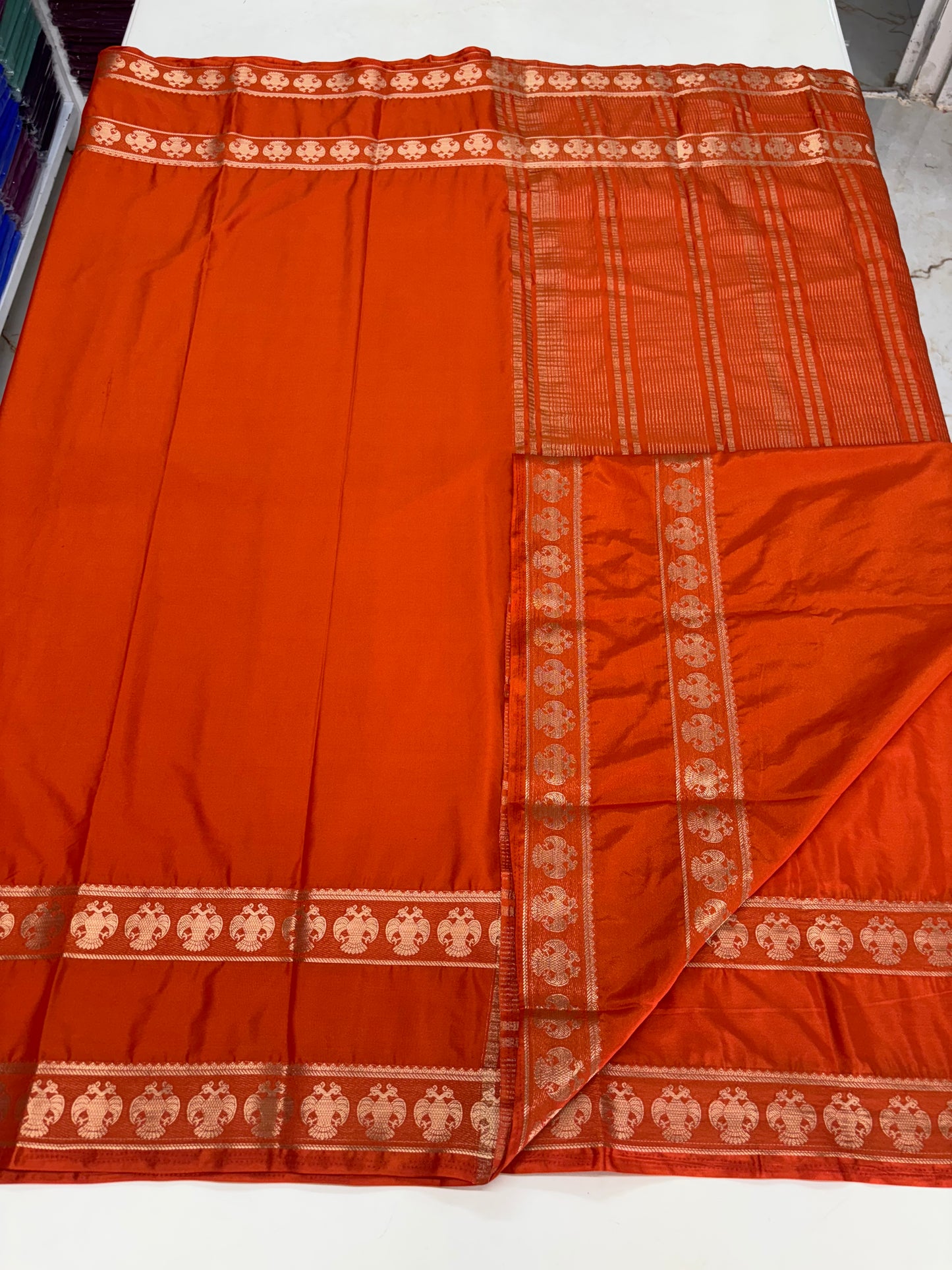 Semi Mysore Crepe(Self, Gandaberunda Bentex Border)