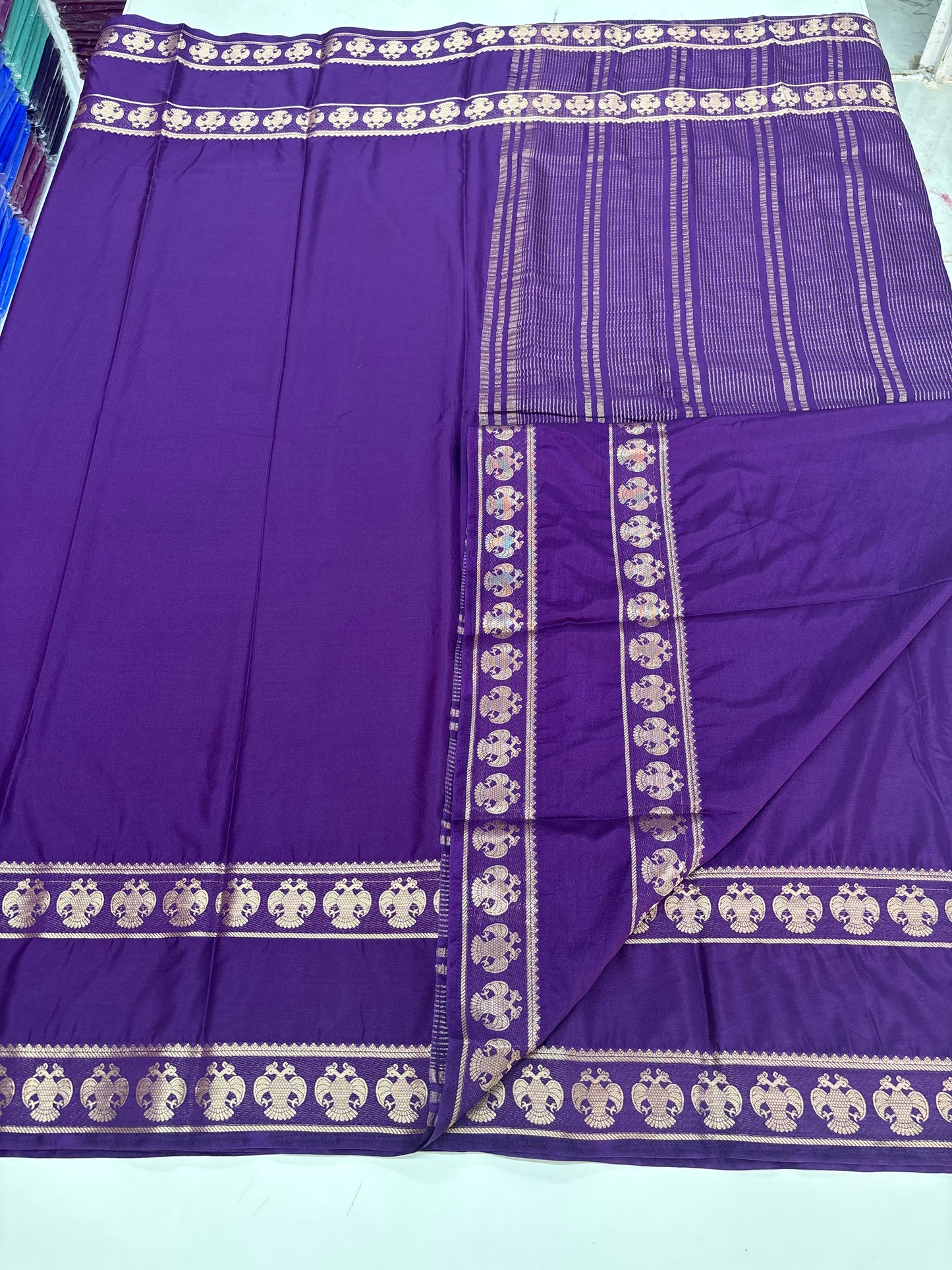 Semi Mysore Crepe(Self, Gandaberunda Bentex Border)